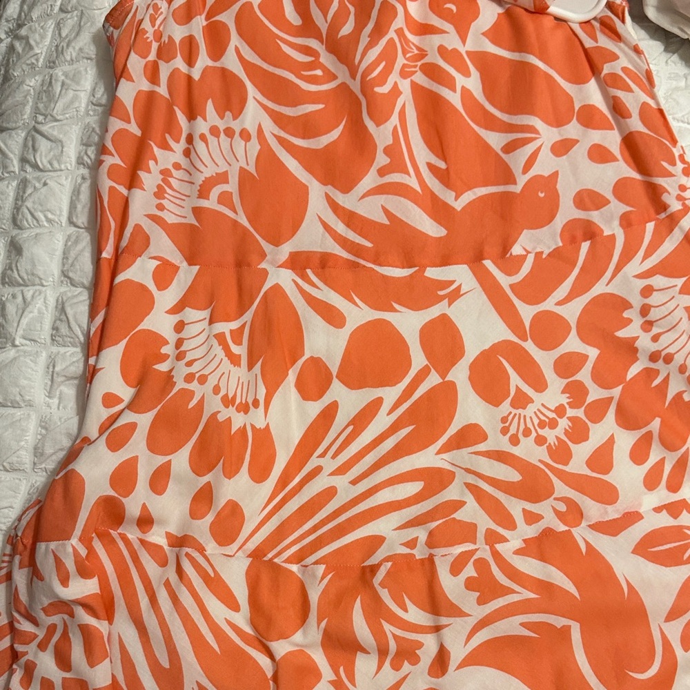 CHARLIE B Orange and White Floral Midi Dress - Picture 3 of 6
